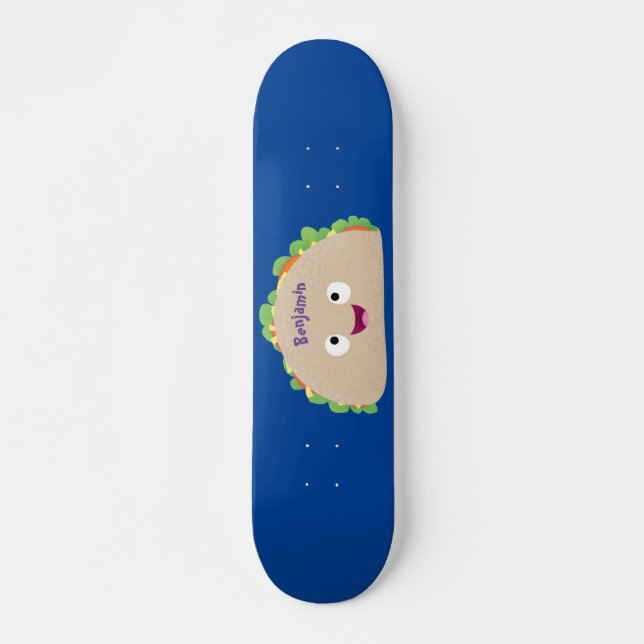 Skateboard Caricature joli sourire taco dessin animé (Devant)