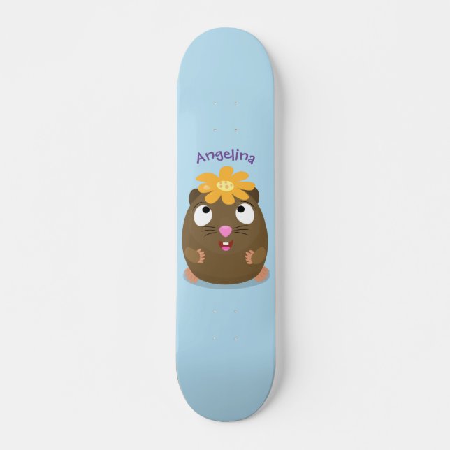 Skateboard Caricature joyeuse de cobaye mignonne (Devant)