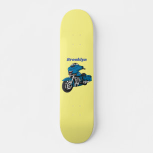 Skateboard Caricature joyeux bleu moto