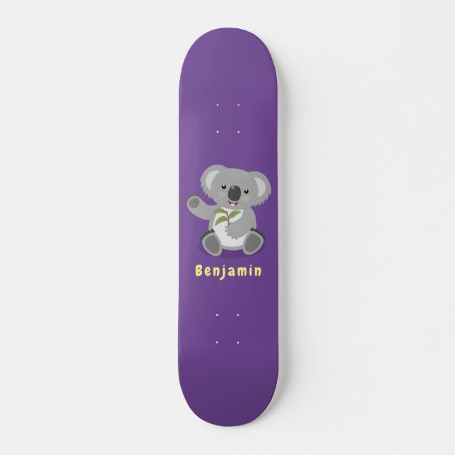 Skateboard Caricature joyeux koala agitant (Devant)