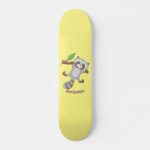 Skateboard Caricature pour bébé au raton laveur joyeux