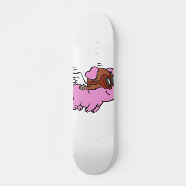 Skateboard Caricature volante de cochon rose | choisir la cou (Devant)