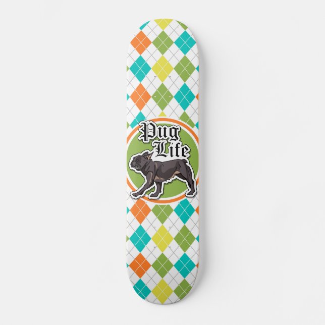 Skateboard Carlin amusant ; Motif de Jacquard coloré (Recto)