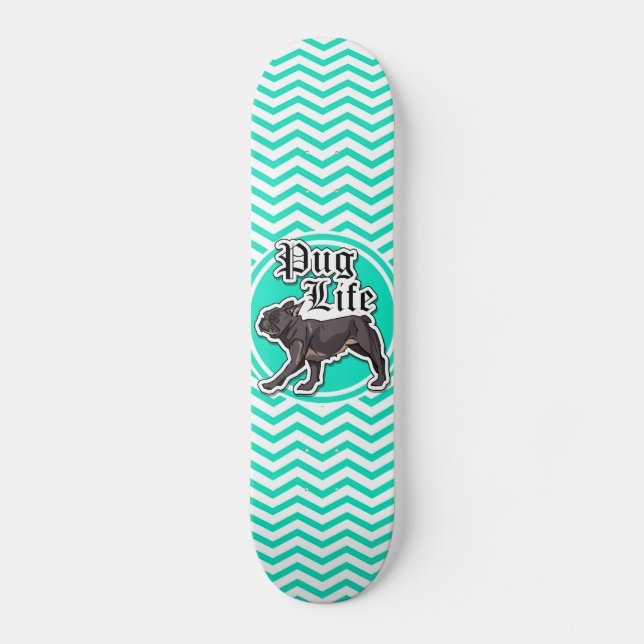 Skateboard Carlin drôle ; Aqua Chevron (Recto)