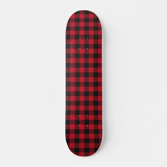 Skateboard Carré de Buffalo Noir Rouge Plaid Motif 1 (Devant)