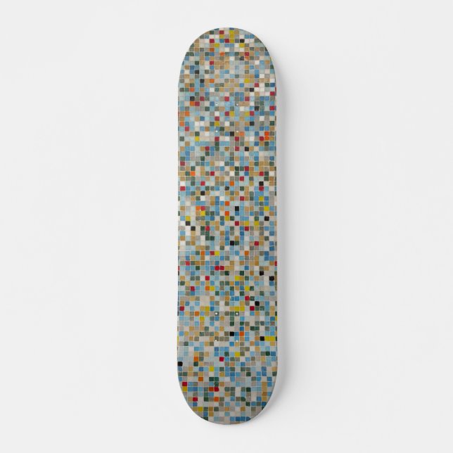 Skateboard Carré Mosaïque Motif de carreaux multicolores (Pho (Devant)