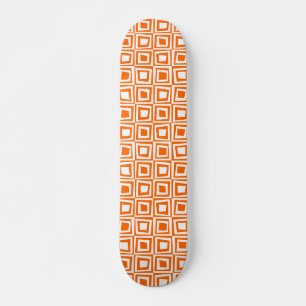 Skateboard Carré rétro - Blanc sur Orange
