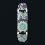 Skateboard Carreau bleu Batik III<br><div class="desc">Floral</div>