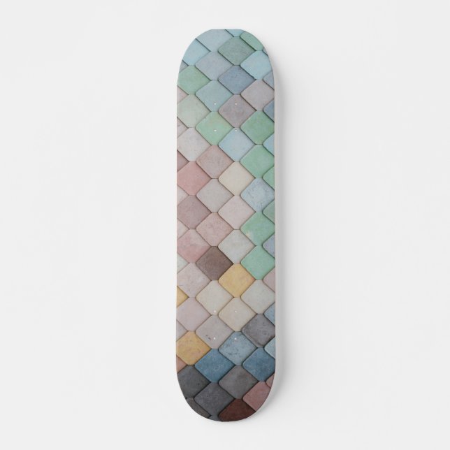 Skateboard Carreaux colorés Motif (Devant)