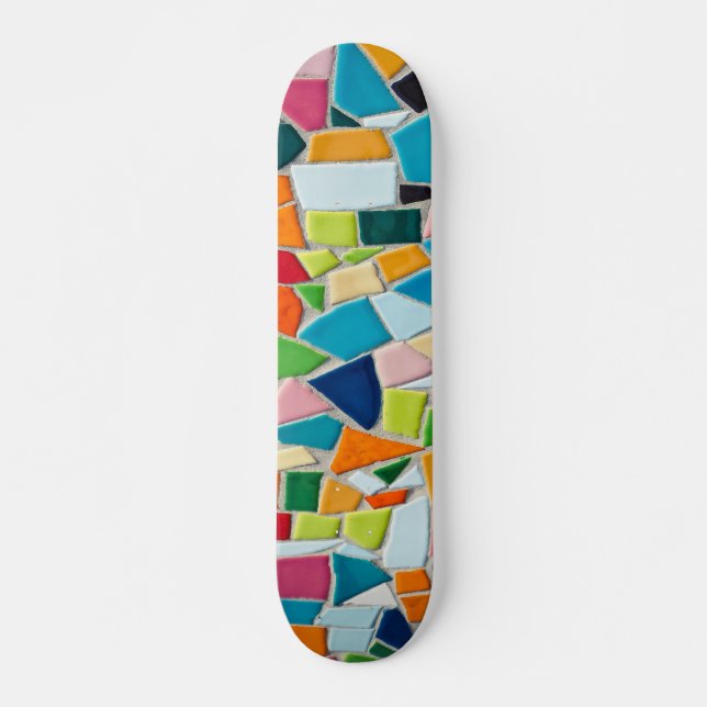 Skateboard Carreaux de mosaïque colorés (Devant)