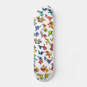 Skateboard Carreaux de Motif Animaux Abstraits