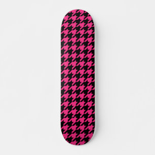Skateboard Carreaux Pied de Poule Rose Noir