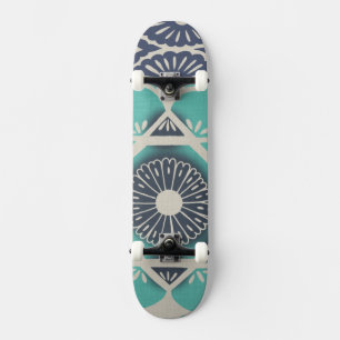 Skateboard Carrelage bleu Batik II