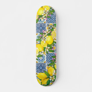 Skateboard Carrelage méditerranéen clair Sicilien Citrus Lemo