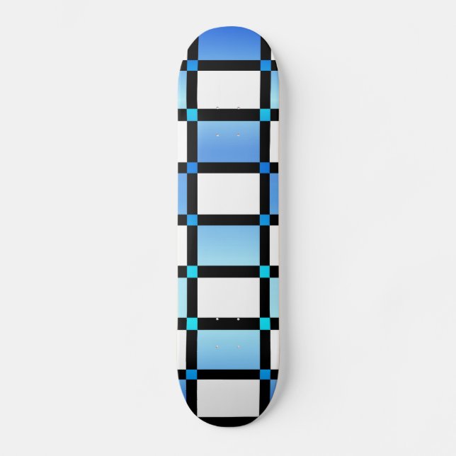 Skateboard Carrelage moderne Carré Bleu Et Noir (Recto)