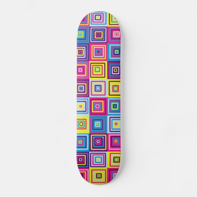 Skateboard Carrés géométriques colorés (Recto)