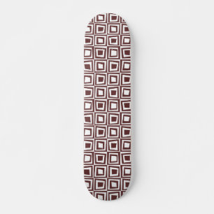 Skateboard Carrés rétro - Brown en blanc