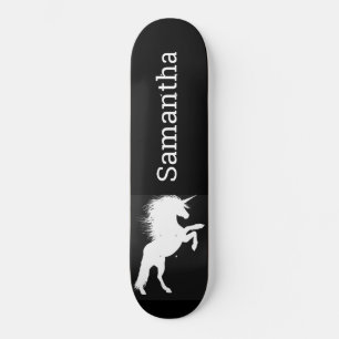 Skateboard Carte à roulettes noir blanc Unicorne