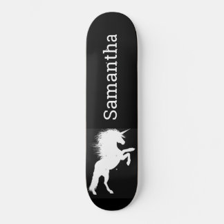 Skateboard Carte à roulettes noir blanc Unicorne