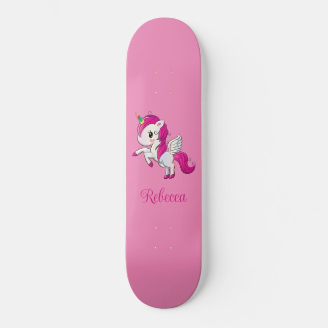 Skateboard Carte à roulettes personnalisée Sparkly Pink Unico (Recto)