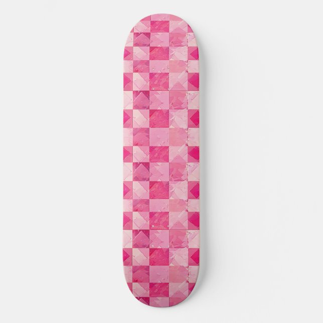 Skateboard Carte à roulettes unique Retro Y2K Checker Design (Recto)