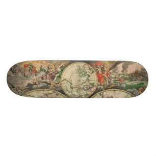 Skateboard Carte antique du monde