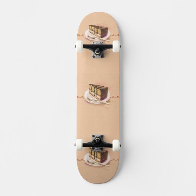 Skateboard Carte avec le gâteau peint d'aquarelle (Recto)