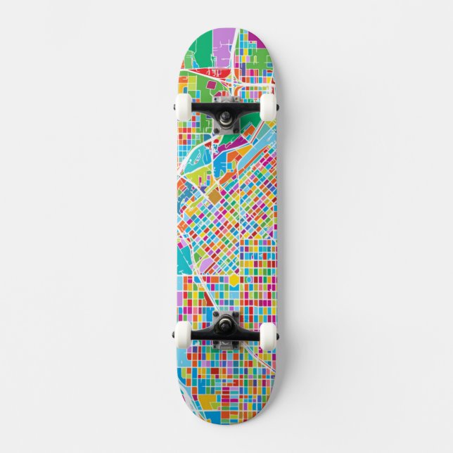 Skateboard Carte colorée de Denver (Recto)