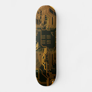 Skateboard Carte cool de circuit informatique Orange