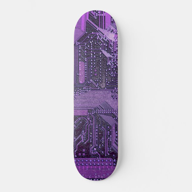 Skateboard Carte Cyber Circuit Purple Tech Art Electronique (Recto)