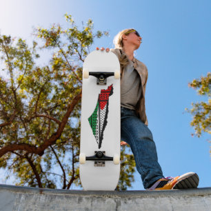 Skateboard Carte de Palestine avec drapeau et Motif Keffiyeg