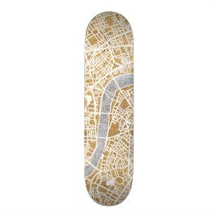 Skateboard Carte dorée de ville de Londres