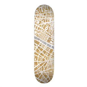 Skateboard Carte dorée de ville de Paris
