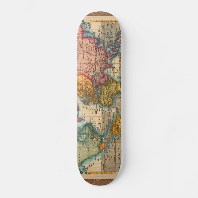 Skateboard Carte du Monde 1780 Bonne Antique Planisphère  (Recto)