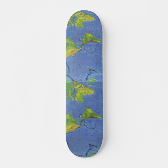 Skateboard Carte du monde physique 1994 - Plaques tectoniques (Devant)