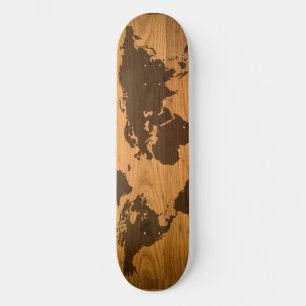 Skateboard Carte mondiale du grain de bois