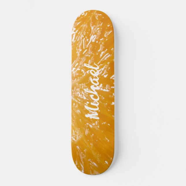 Skateboard Carte, Orange Jaune, Unisex, Fille, Personnalisée, (Recto)