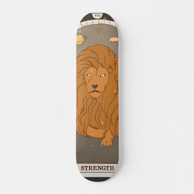 Skateboard Carte Tarot Force arcane majeure lion VIII (Devant)