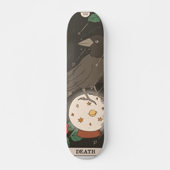 Skateboard Carte Tarot XIII grande arcane raven boule de cris (Devant)