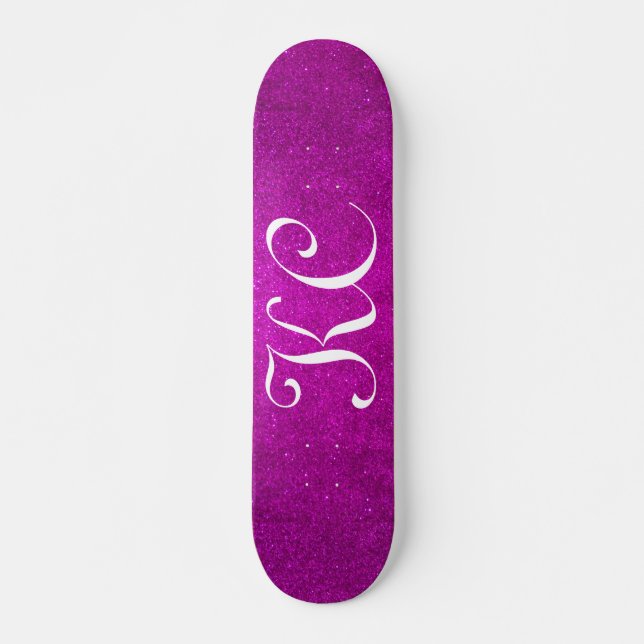Skateboard Carton monogramme personnalisé parties scintillant (Devant)
