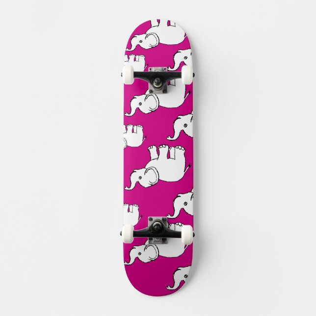 Skateboard Cartoon Motif éléphant à main rose tiré (Recto)