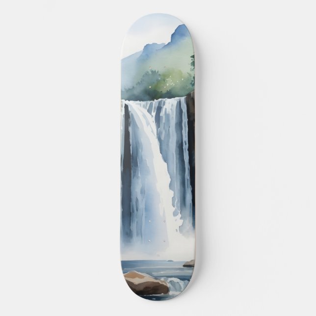 Skateboard Cascade peinte à l'aquarelle (Recto)