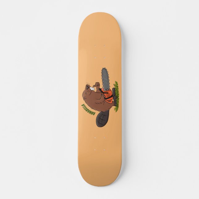 Skateboard Castor drôle avec humour de dessin animé de tronço (Devant)