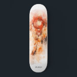 Skateboard *~* Catcher de rêve sacré de la tribu des Boho<br><div class="desc">* Western BOHO American Watercolor Abstrait Dream Catcher Journey with nice Feathers as a Shamanic symbole for a Native American Spiritual Healer or BOHEMIAM design. * * *** Les couleurs sont principalement des couleurs RUST COPPER BRONZE profondes sur BLANC. Ce design ésotérique populaire boho créatif abstrait attrapeur de rêve moderne...</div>
