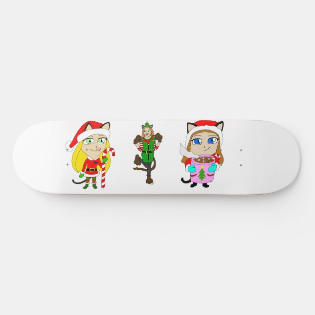 Skateboard Catgirls de Noël (Horz)