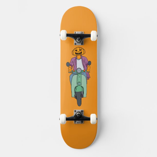 Skateboard Cavalier Citrouille sur Scooter Menthe (Recto)