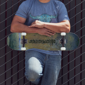 Skateboard Céramique noire à feuilles d'or vintage féroce