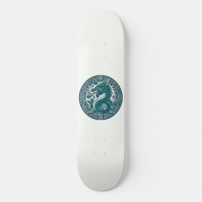 Skateboard Cercle de tigre turquoise (Recto)