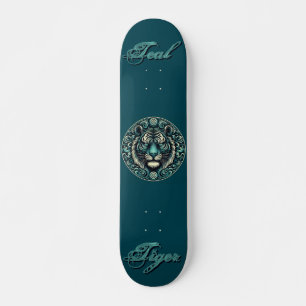 Skateboard Cercle de tigre turquoise