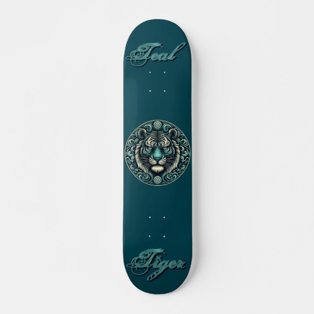 Skateboard Cercle de tigre turquoise (Devant)